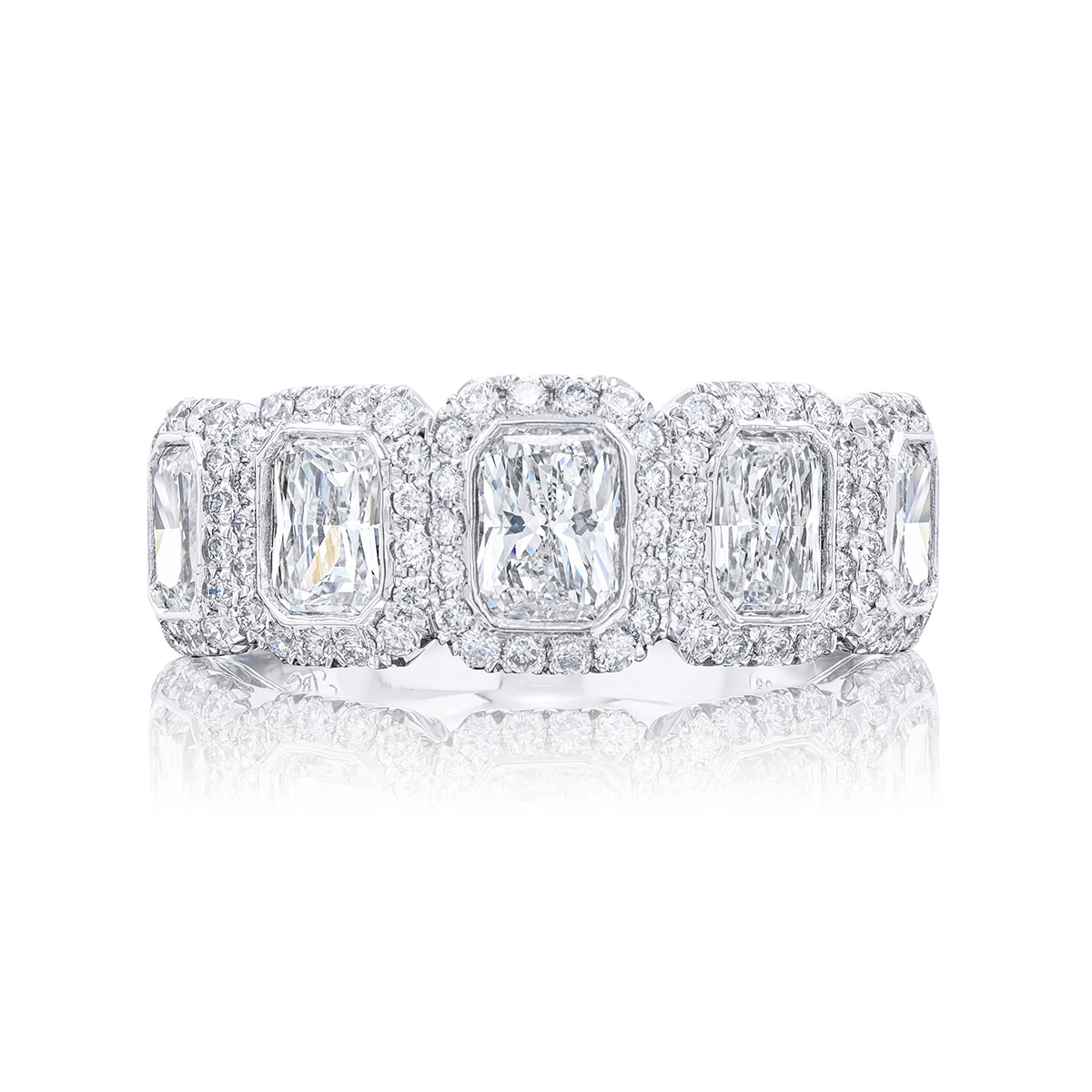 Platinum Radiant-Cut Diamond Single-Row Bezel Set Micro Pav? Band