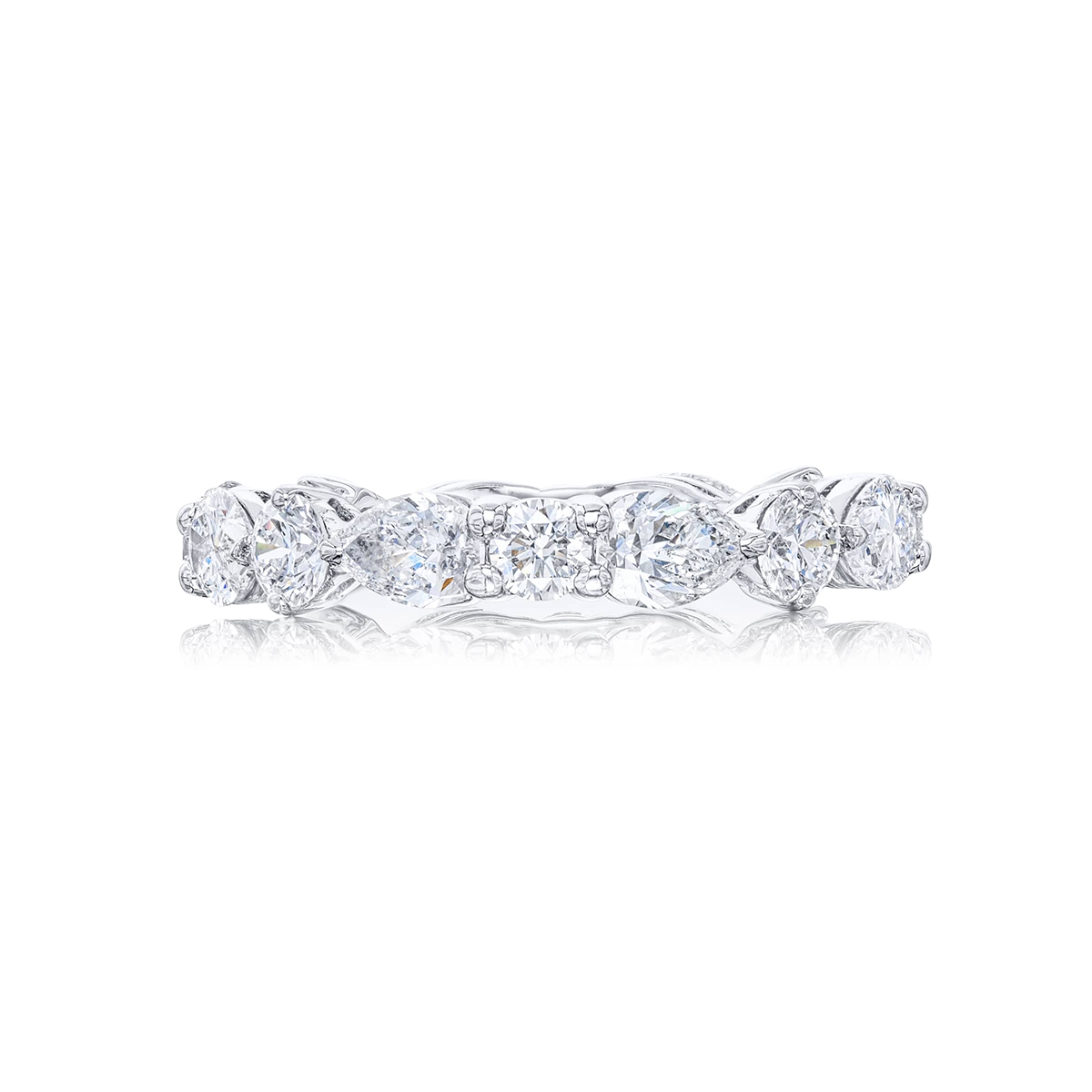 Platinum Pear-Shaped and Round Diamond Eternity Band