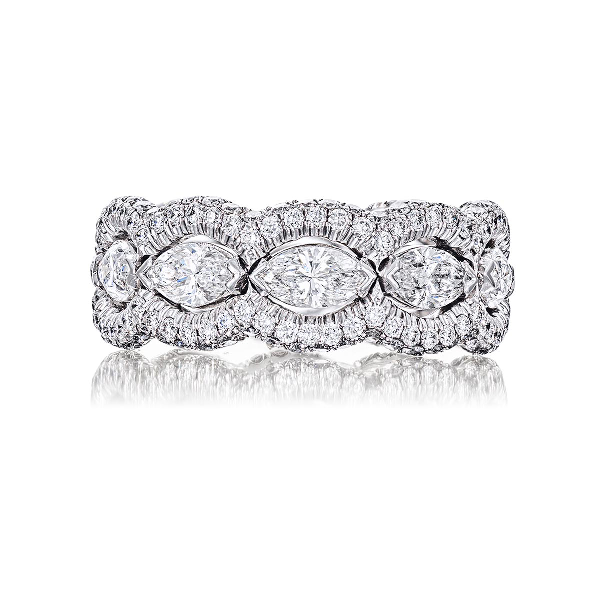 Platinum Marquise Diamond Bezel Set Eternity Band