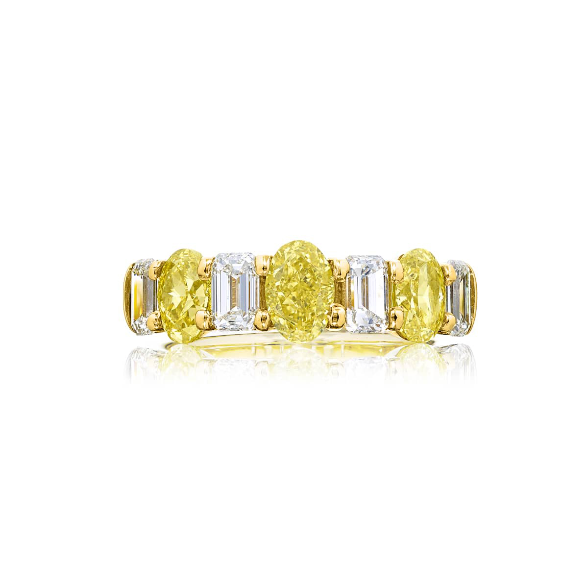 18K Yellow Gold Emerald-Cut Fancy Yellow Diamond Single-Row Band