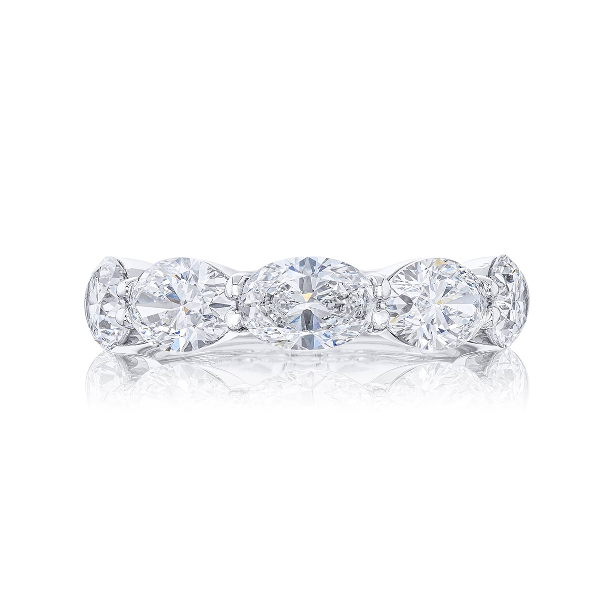 Platinum Oval Diamond Single-Row East-West Band