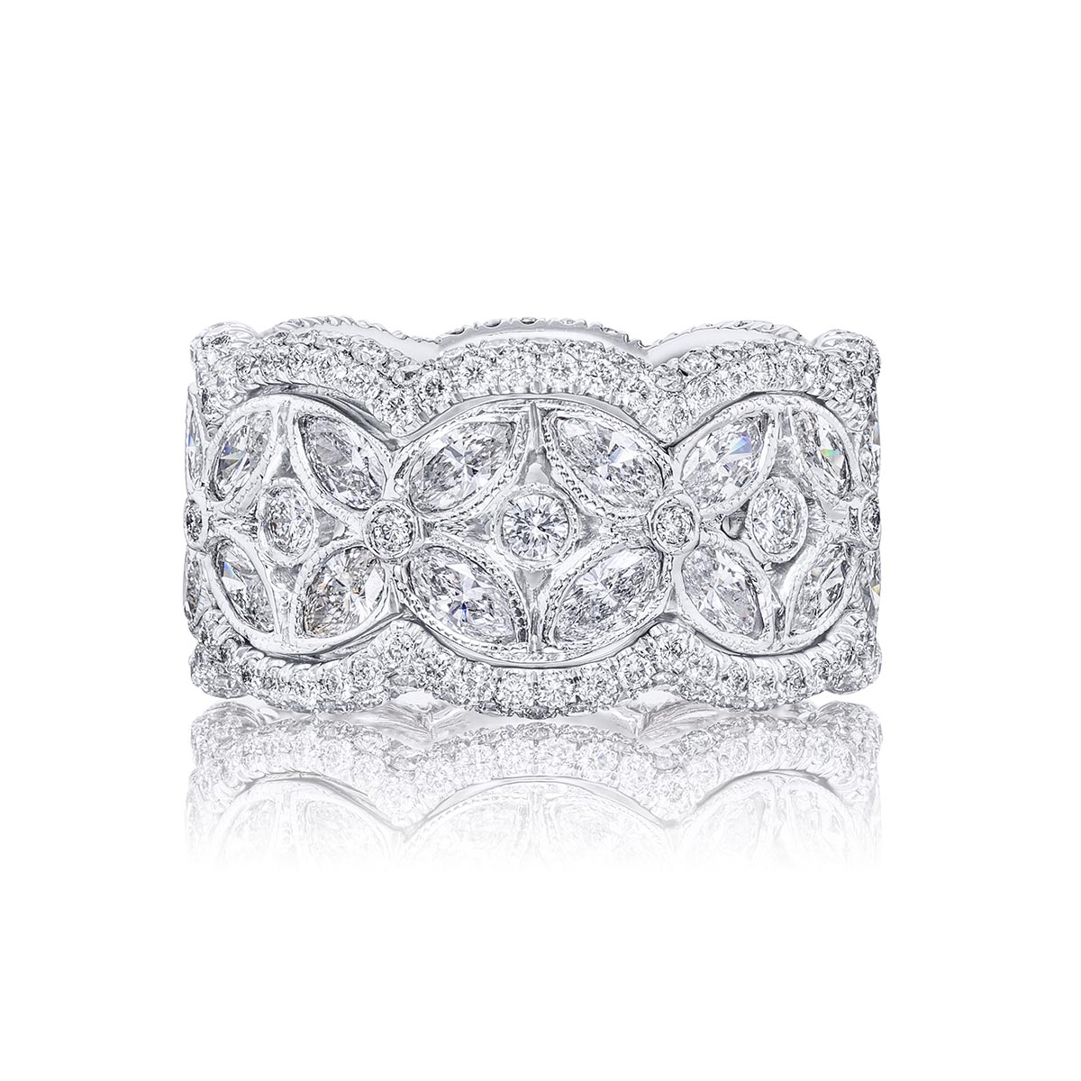 Platinum Marquise Diamond Bezel Set Eternity Band