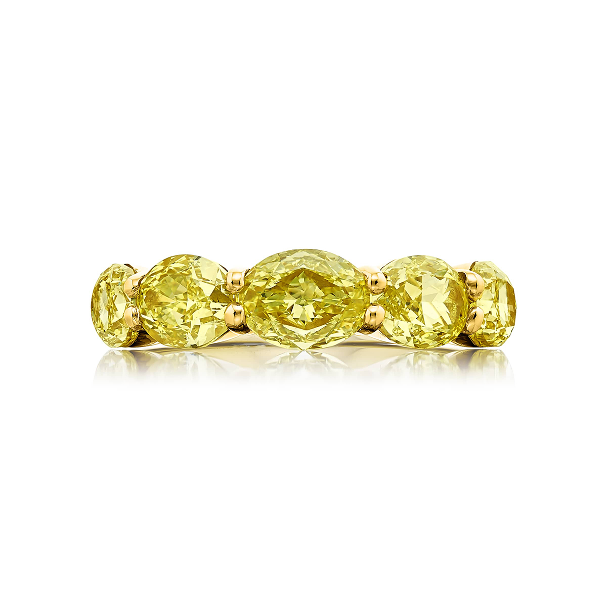 18K Yellow Gold Oval Fancy Yellow Diamond Single-Row East-West Band