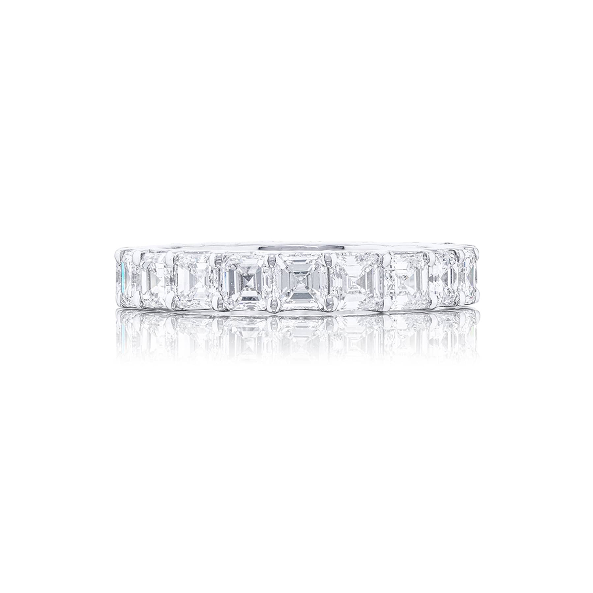Platinum Square Emerald-Cut Diamond Eternity Band
