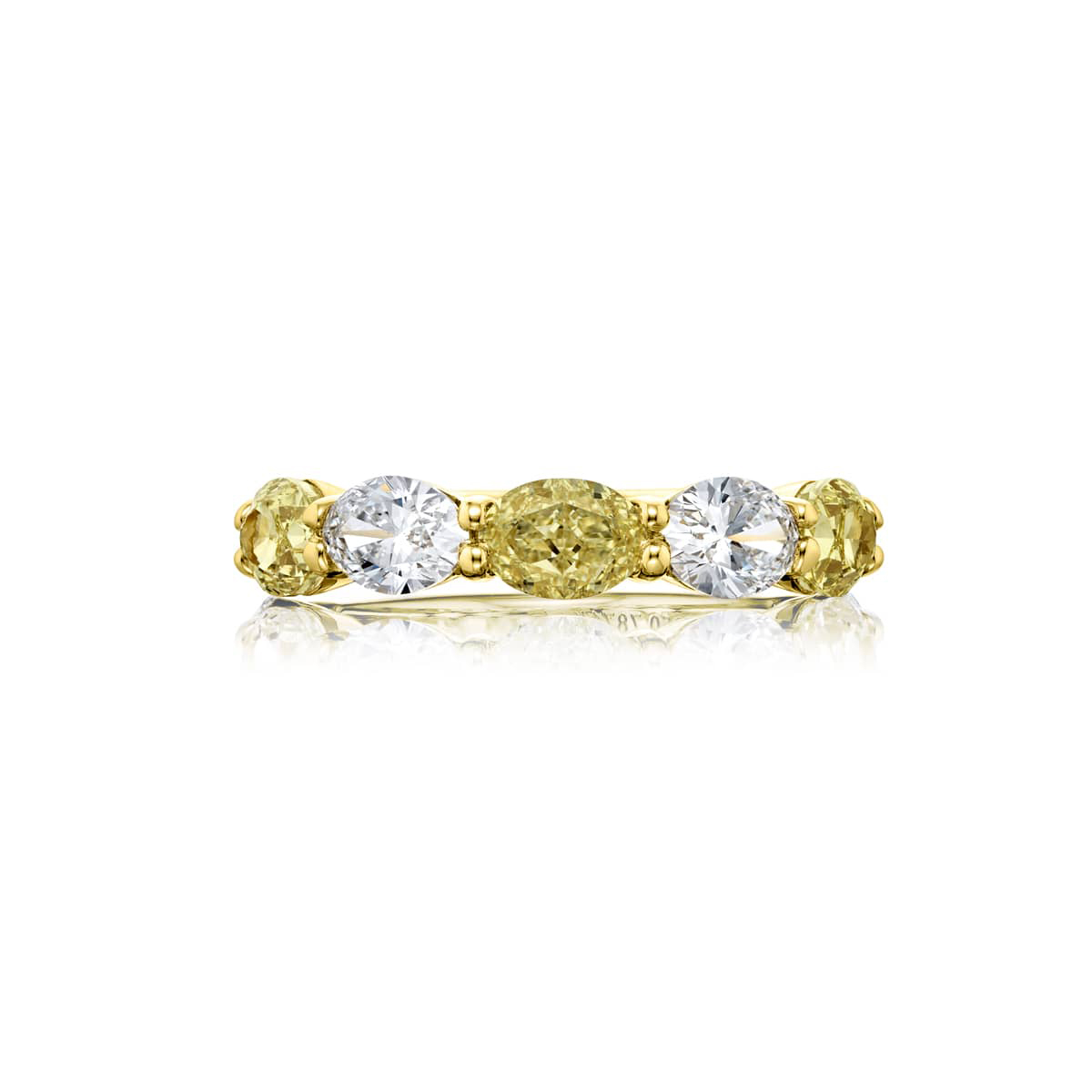 18K Yellow Gold Oval Fancy Yellow Diamond Single-Row East-West Band