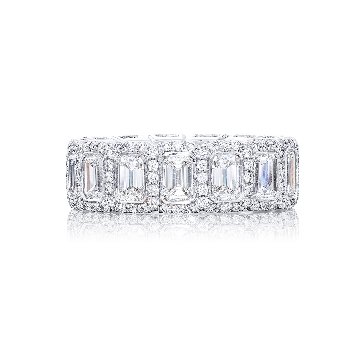 Platinum Emerald-Cut Diamond Bezel Set Eternity Band