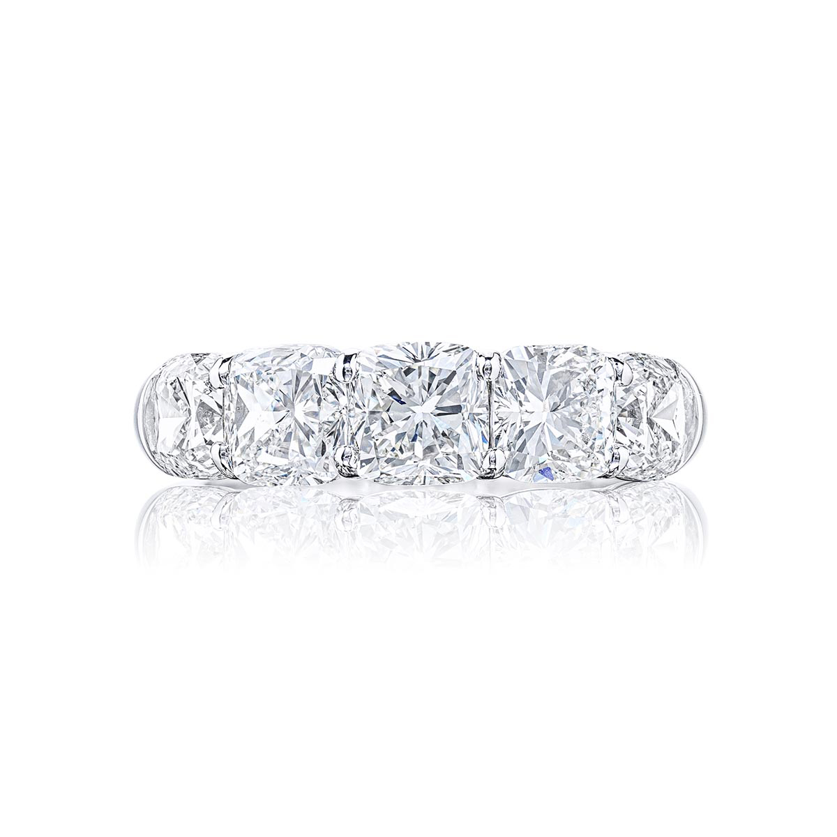 Platinum Cushion-Cut Diamond Single-Row Band