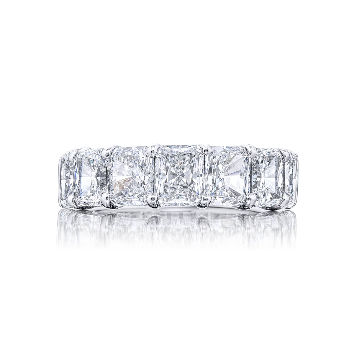 Platinum Radiant-Cut Diamond Single-Row GIA Certified Band