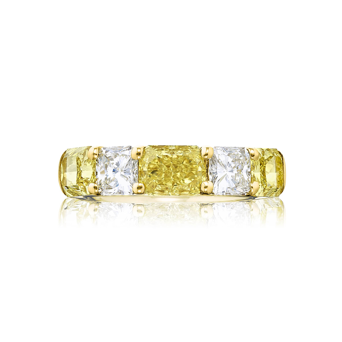 18K Yellow Gold Radiant-Cut Fancy Yellow Diamond Single-Row East-West Band
