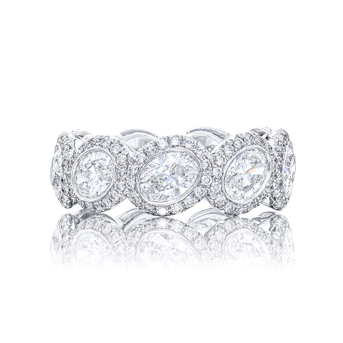 Platinum Oval Diamond Bezel Set Eternity Band