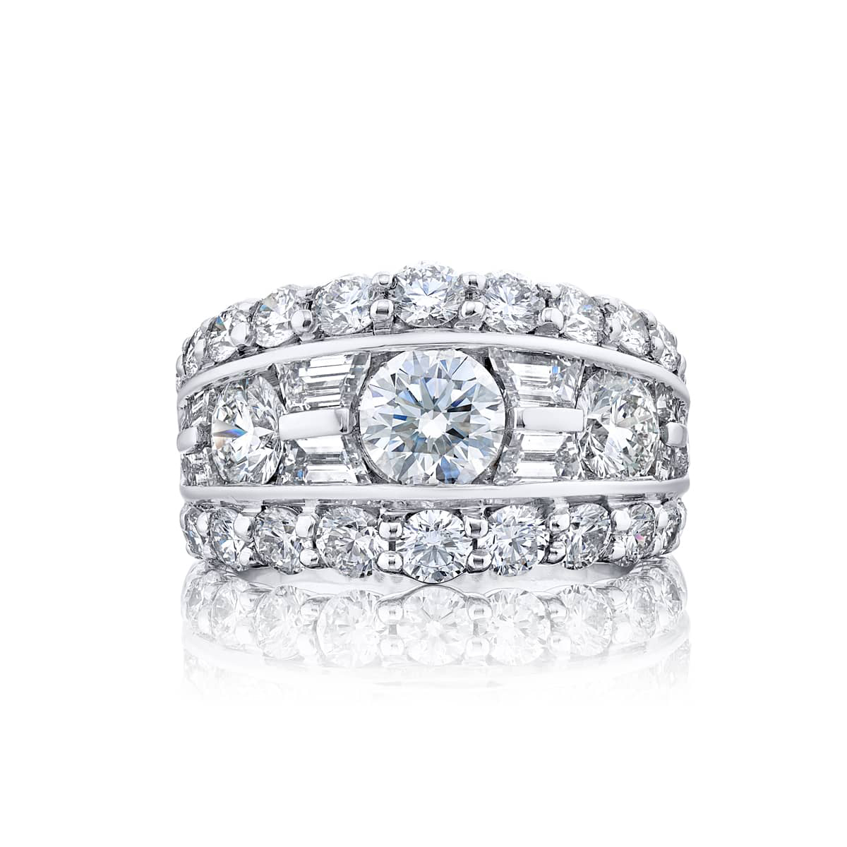 Platinum Trapezoid Diamond Three-Row Channel Set Band