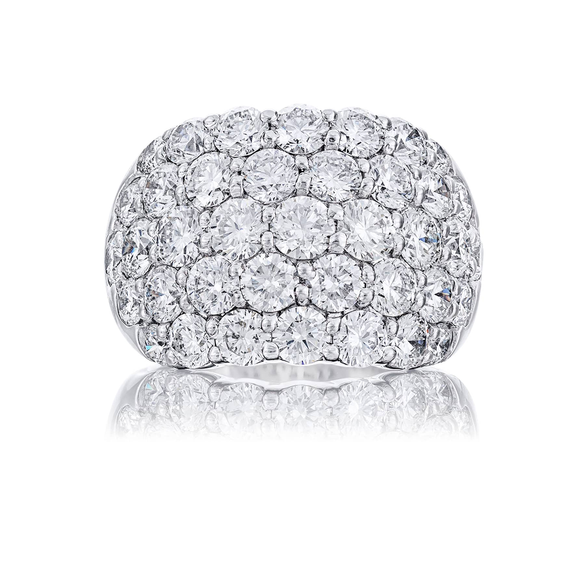 Platinum Round Diamond Five-Row Band
