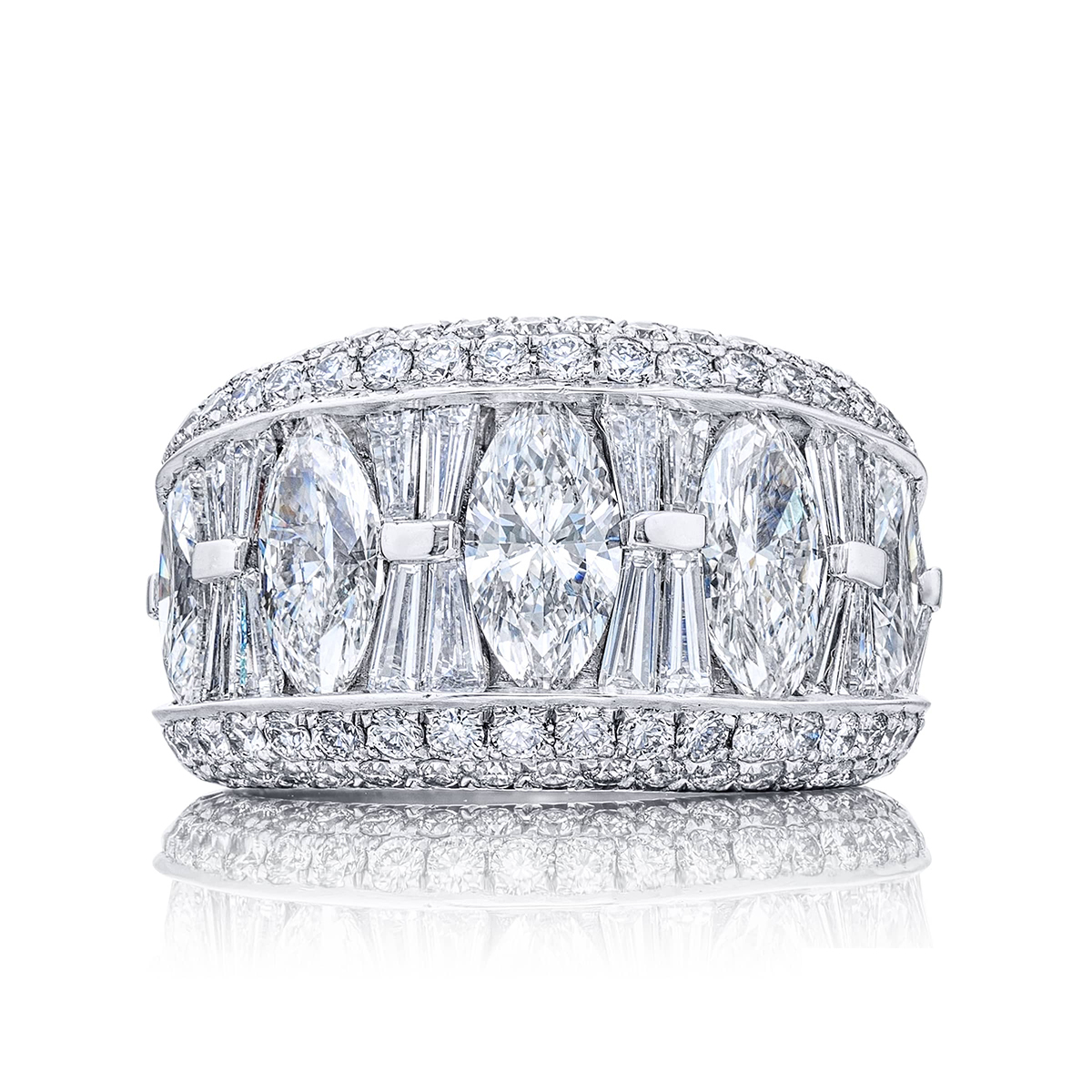 Platinum Marquise Diamond Single-Row Channel Set Micro Pav? Band