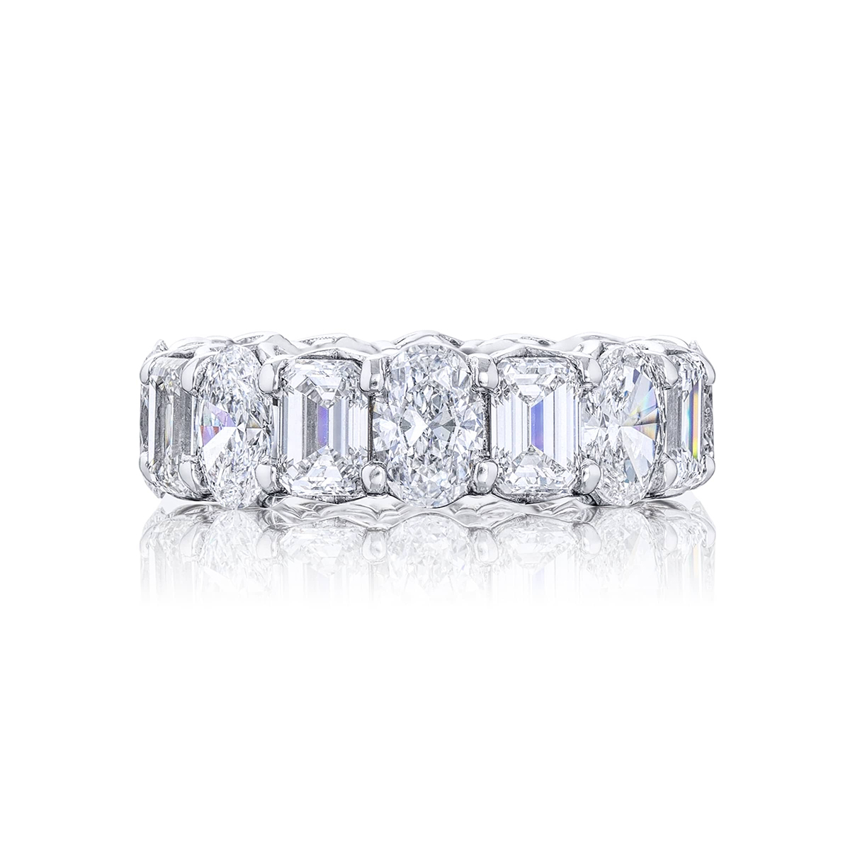 Platinum Oval and Emerald-Cut Diamond Eternity Band
