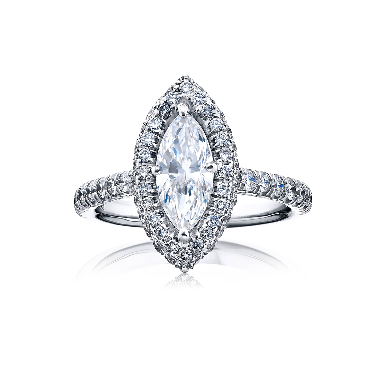 Platinum Marquise Diamond GIA Certified Halo Engagement Ring