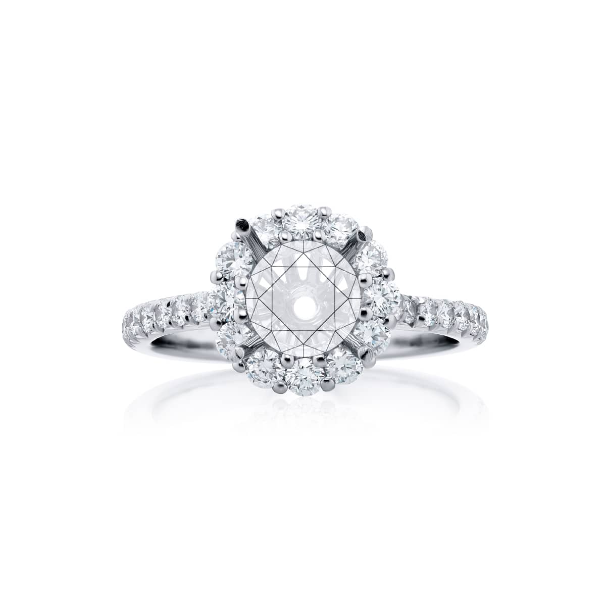 Diamond Engagement Ring 1.00 ct Halo Setting GIA Certified
