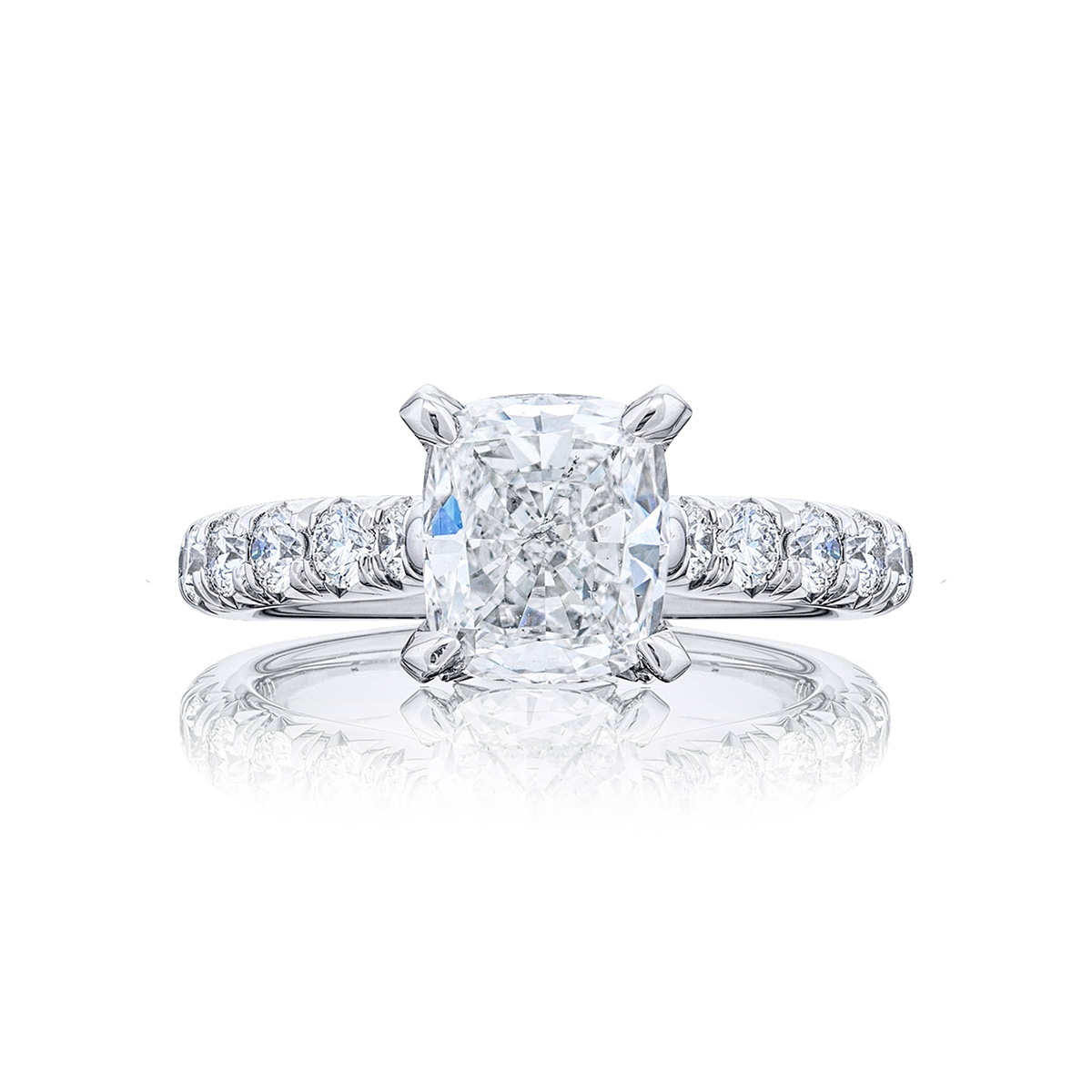 Platinum Cushion-Cut Diamond GIA Certified Engagement Ring
