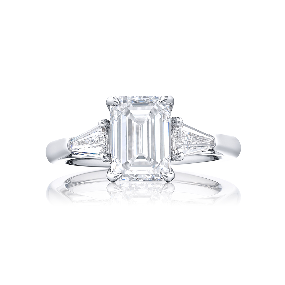 Platinum Emerald-Cut Diamond GIA Certified Engagement Ring