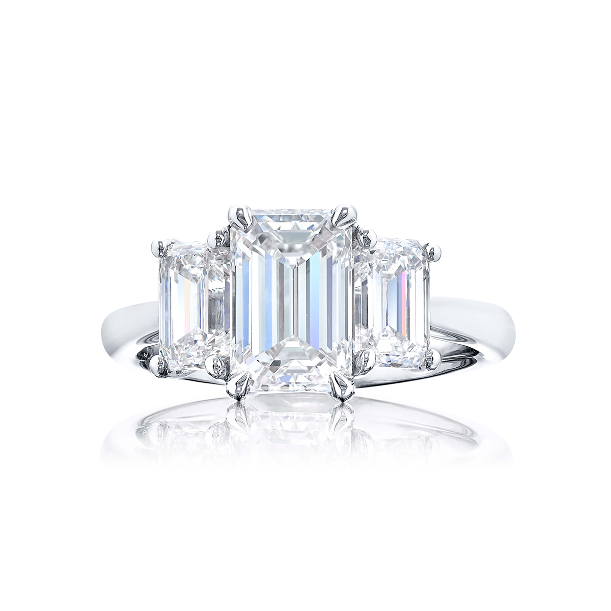 Platinum Emerald-Cut Diamond GIA Certified Engagement Ring