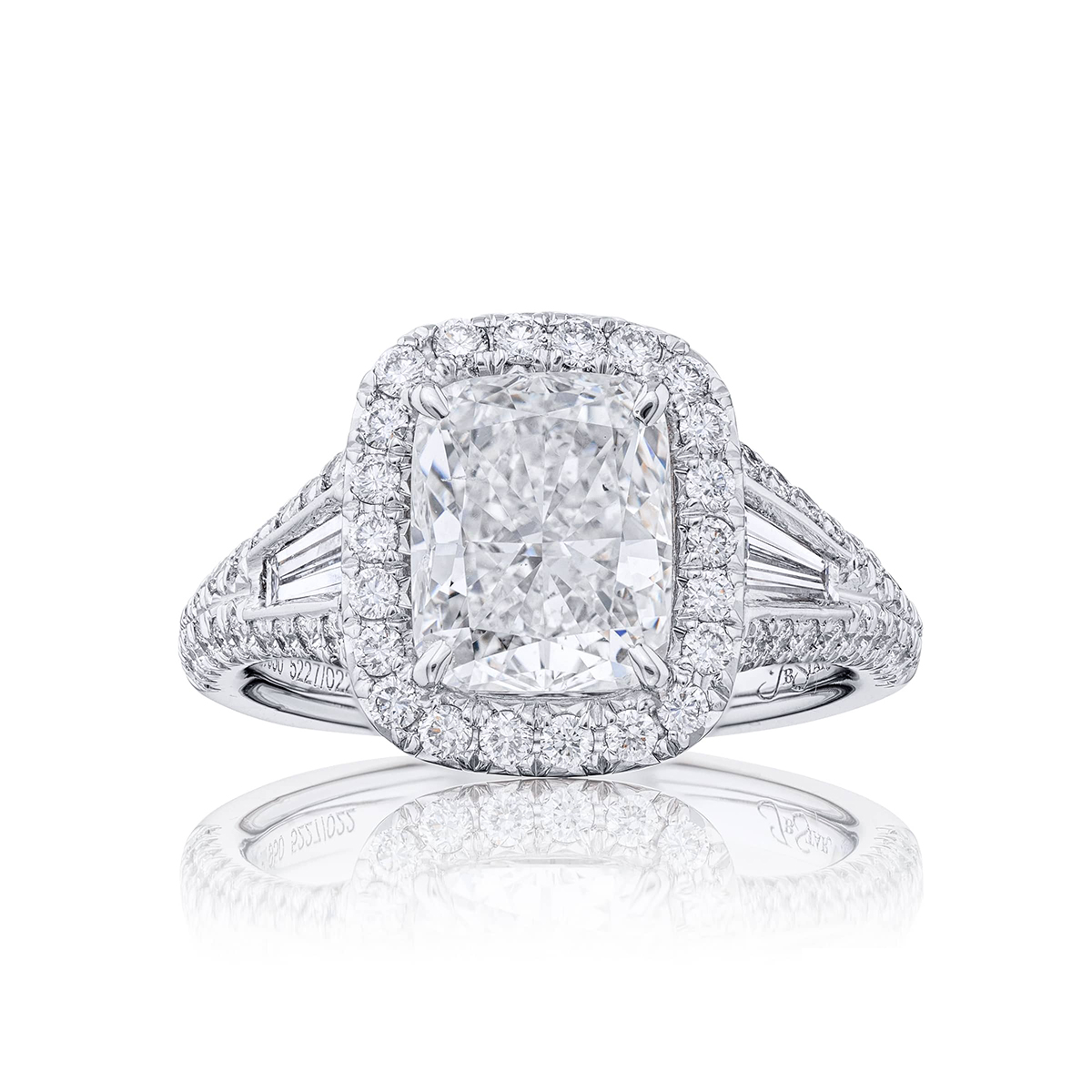 Platinum Cushion-Cut Diamond GIA Certified Micro Pav? Engagement Ring