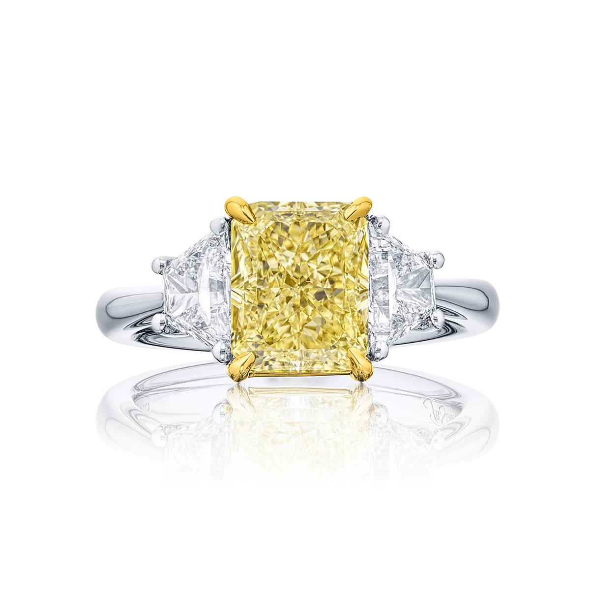 Platinum Radiant-Cut Fancy Yellow Diamond GIA Certified Engagement Ring