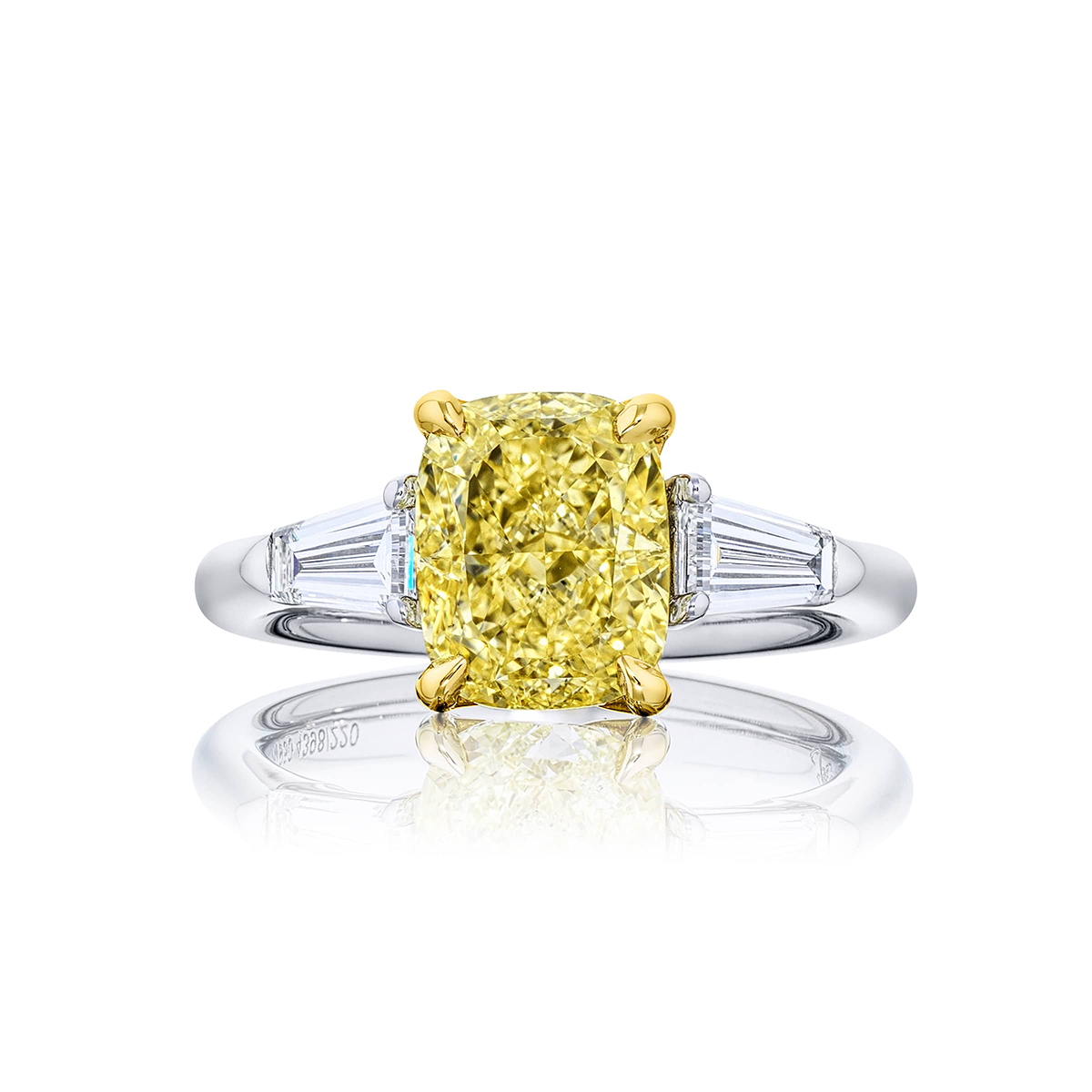 Platinum Cushion-Cut Fancy Yellow Diamond GIA Certified Engagement Ring
