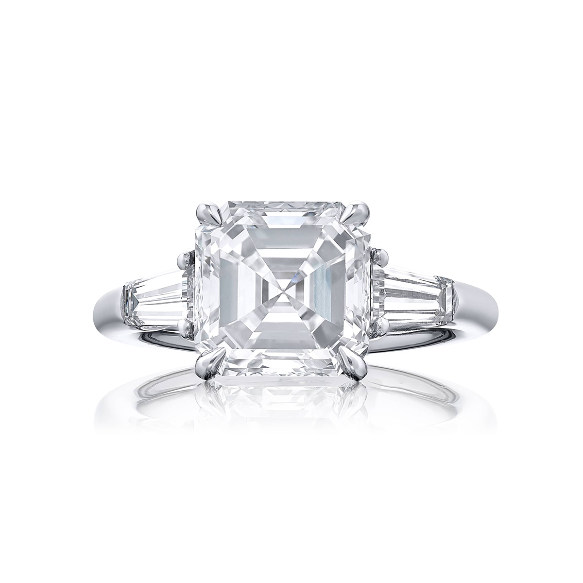Platinum Square Emerald-Cut Diamond GIA Certified Engagement Ring