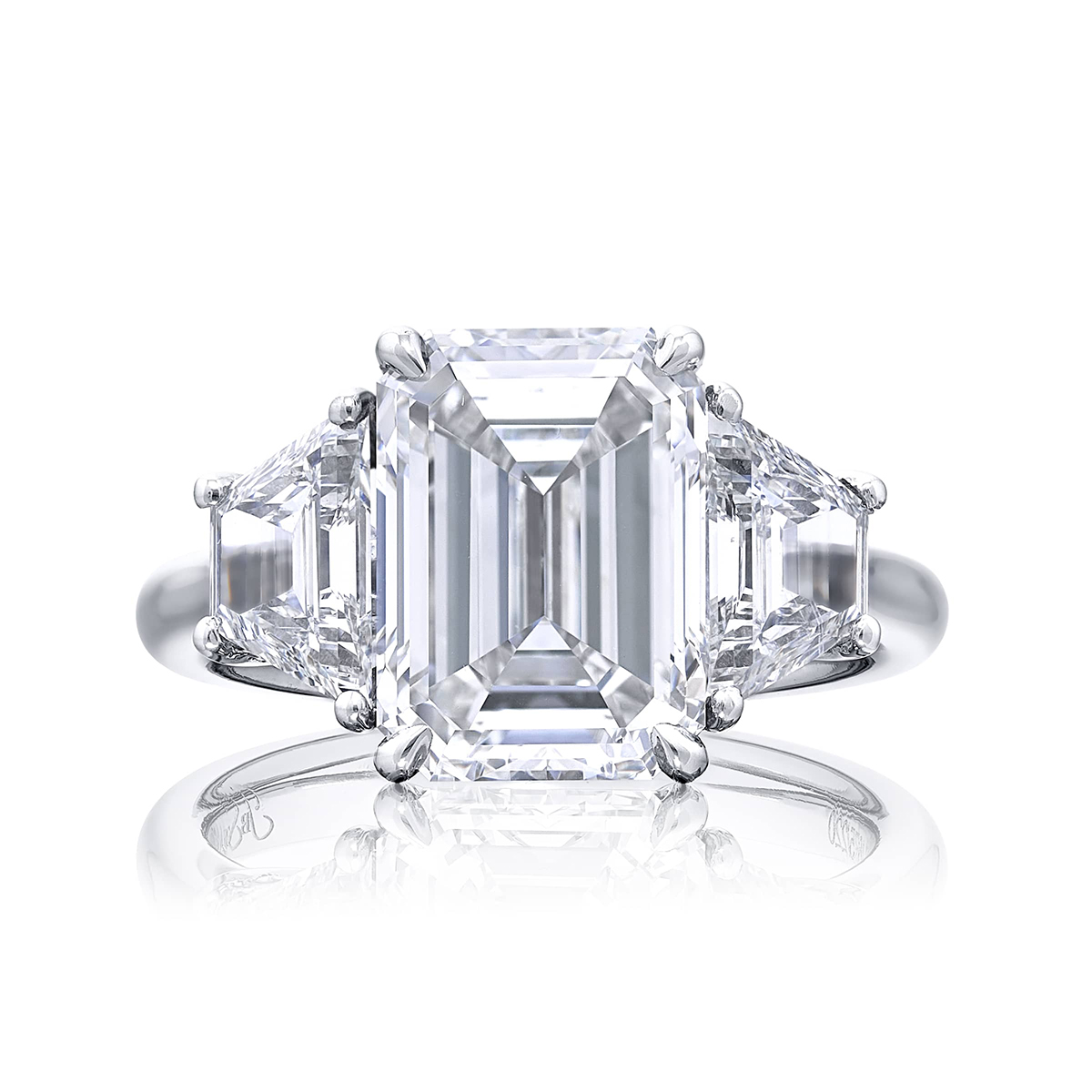 Platinum Emerald-Cut Diamond GIA Certified Engagement Ring
