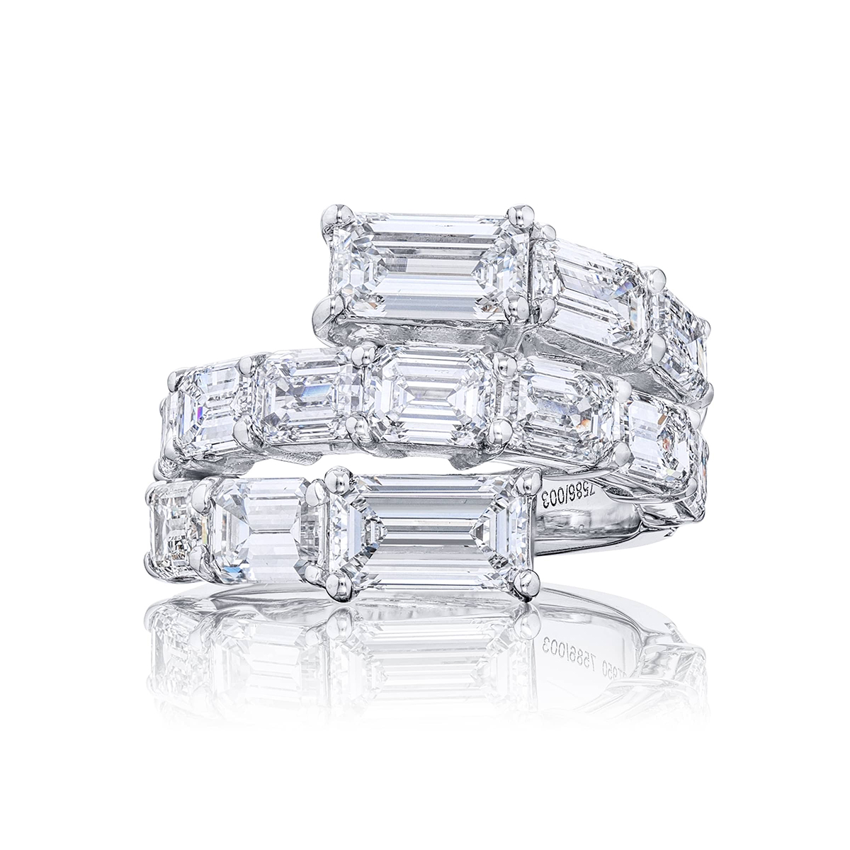 Platinum Emerald-Cut Diamond Certified Twogether Ring