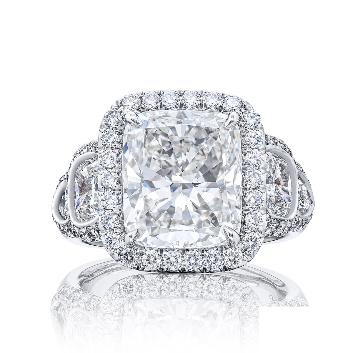 Platinum Cushion-Cut Diamond GIA Certified Micro Pav? Engagement Ring