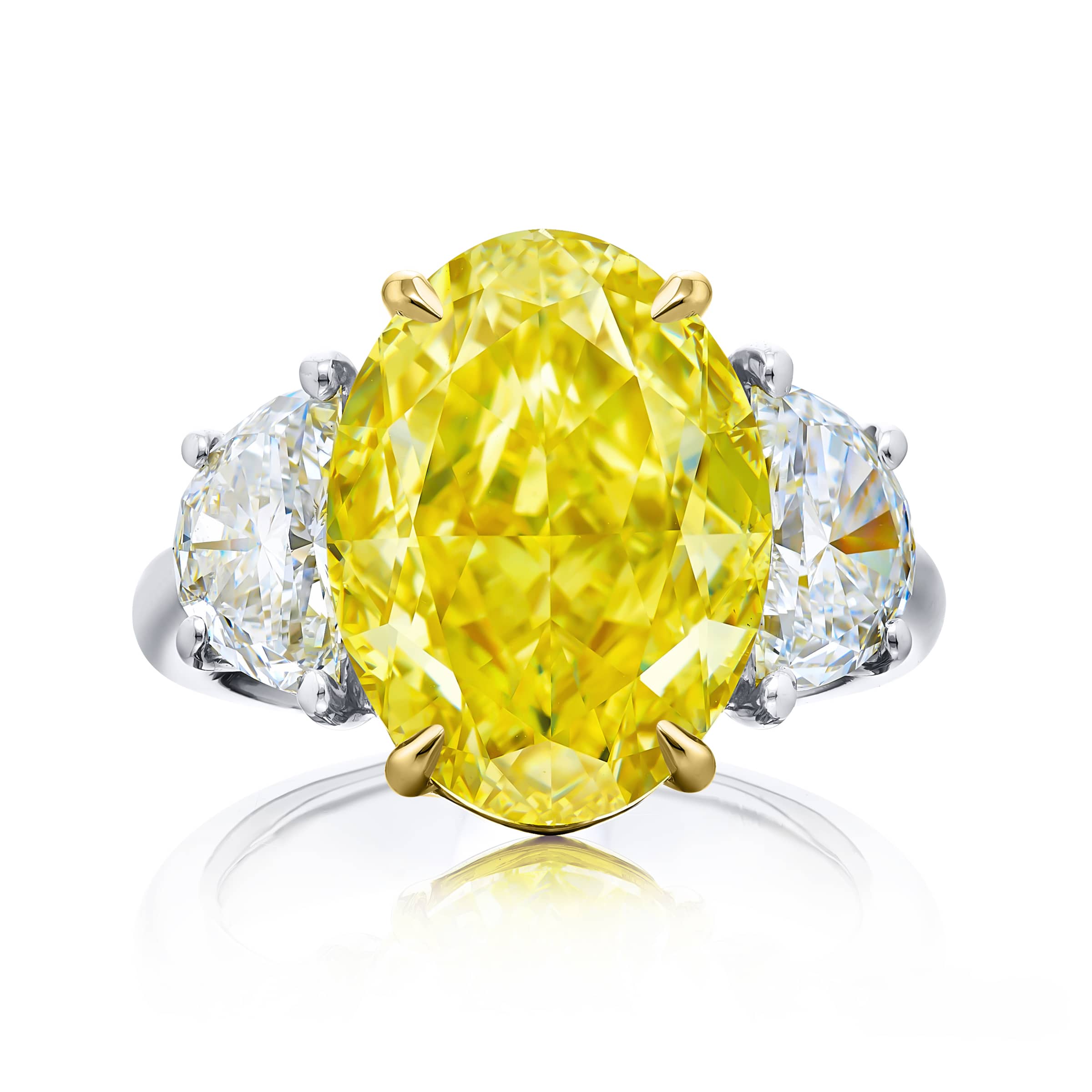 Platinum Oval Fancy Yellow Diamond GIA Certified Engagement Ring