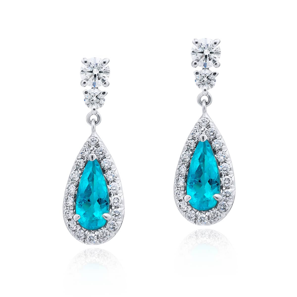 Platinum Pear-Shaped Paraiba Certified Drop Earrings