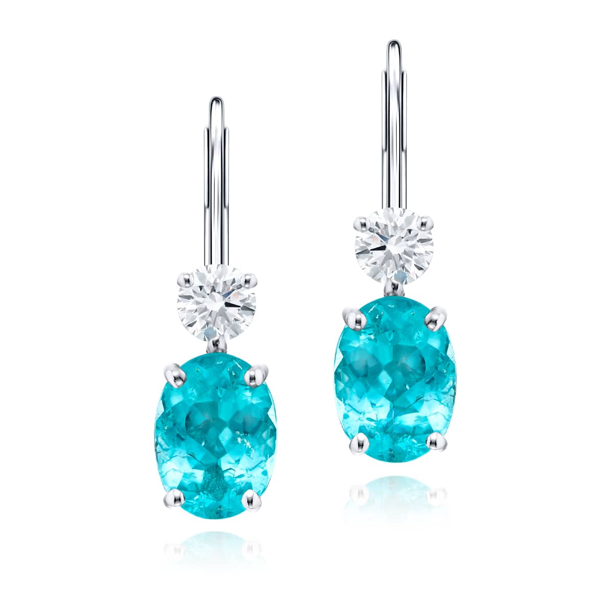 Platinum Oval Paraiba Certified Drop Earrings