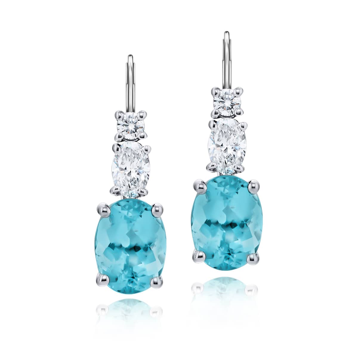Platinum Oval Paraiba Certified Drop Earrings