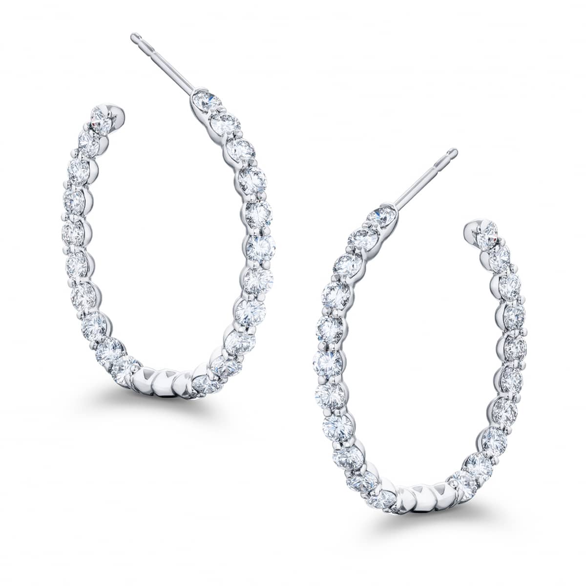 Classic Round Diamond Hoop Earrings in Platinum