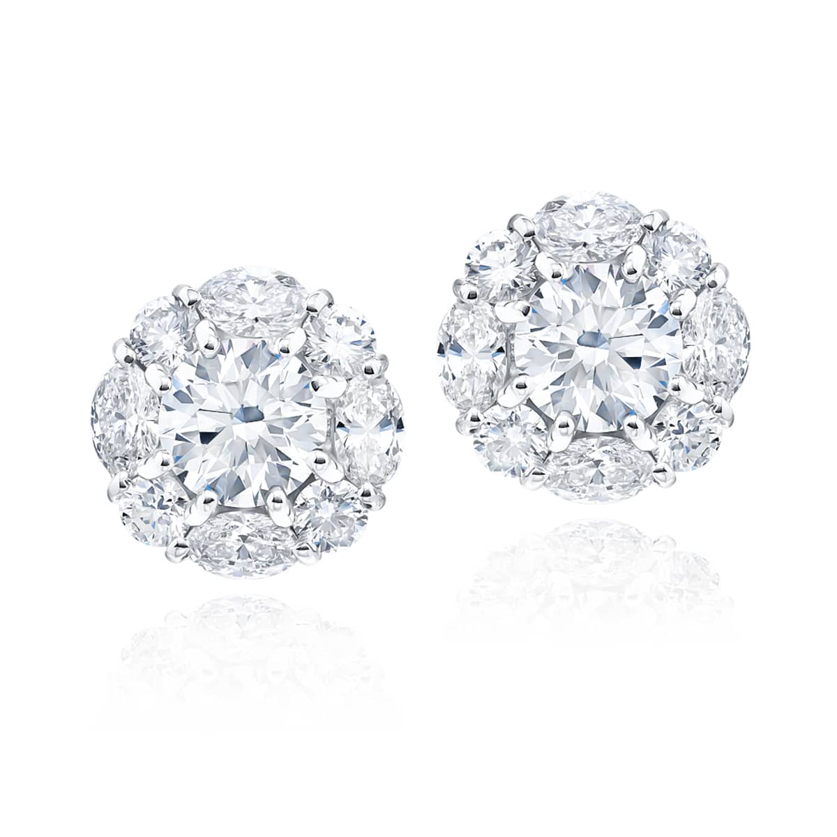 Platinum Round Diamond Certified Stud Earrings