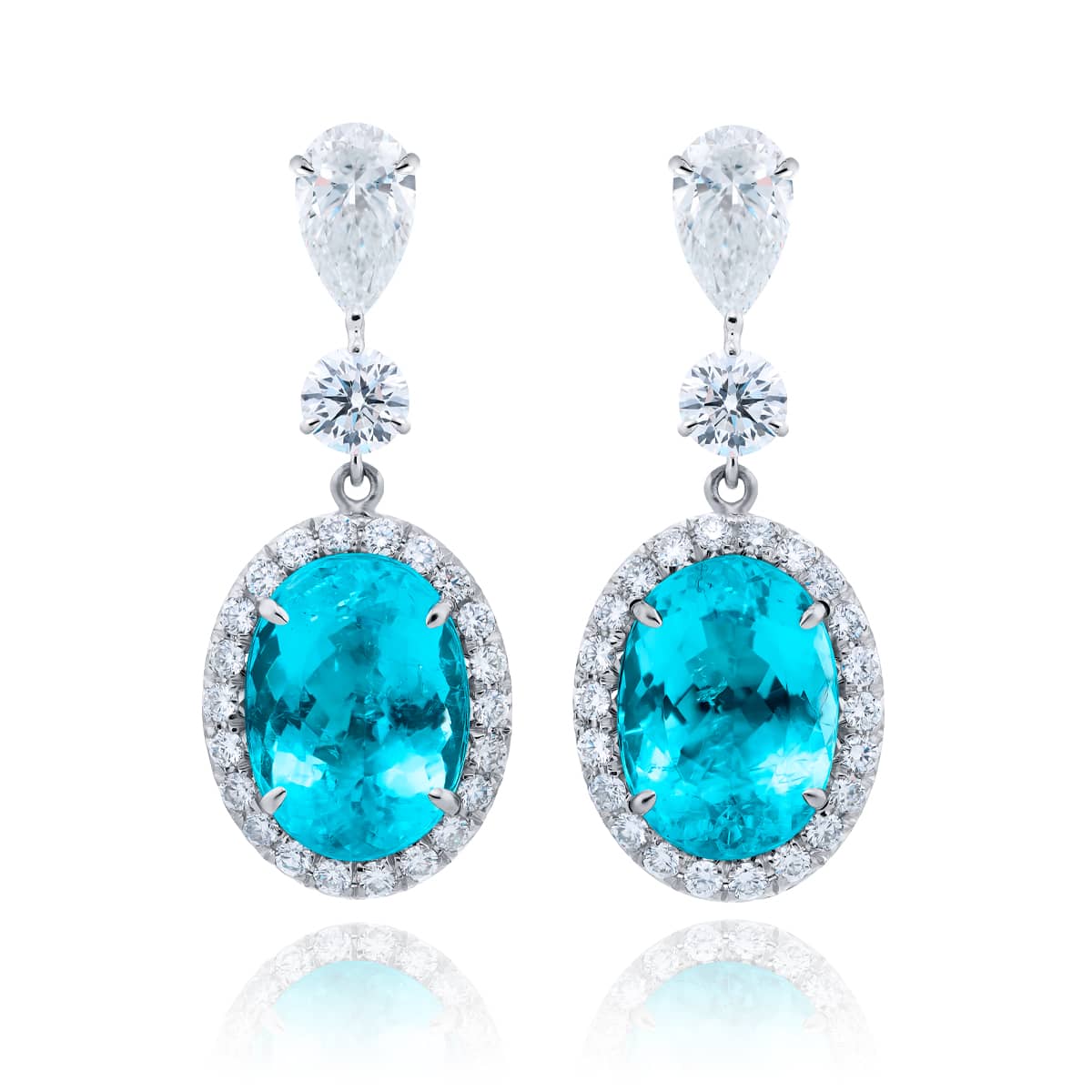 Platinum Oval Paraiba Certified Drop Earrings