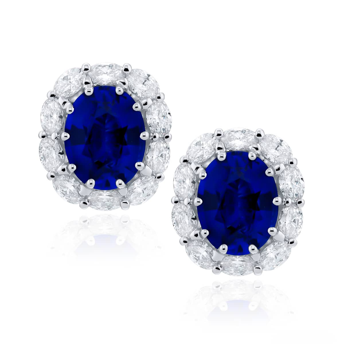 Platinum Oval Sapphire Certified Stud Earrings