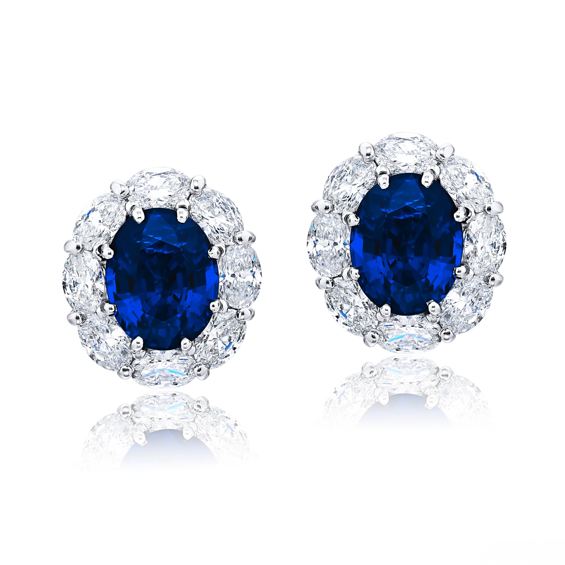 Platinum Oval Sapphire Certified Stud Earrings