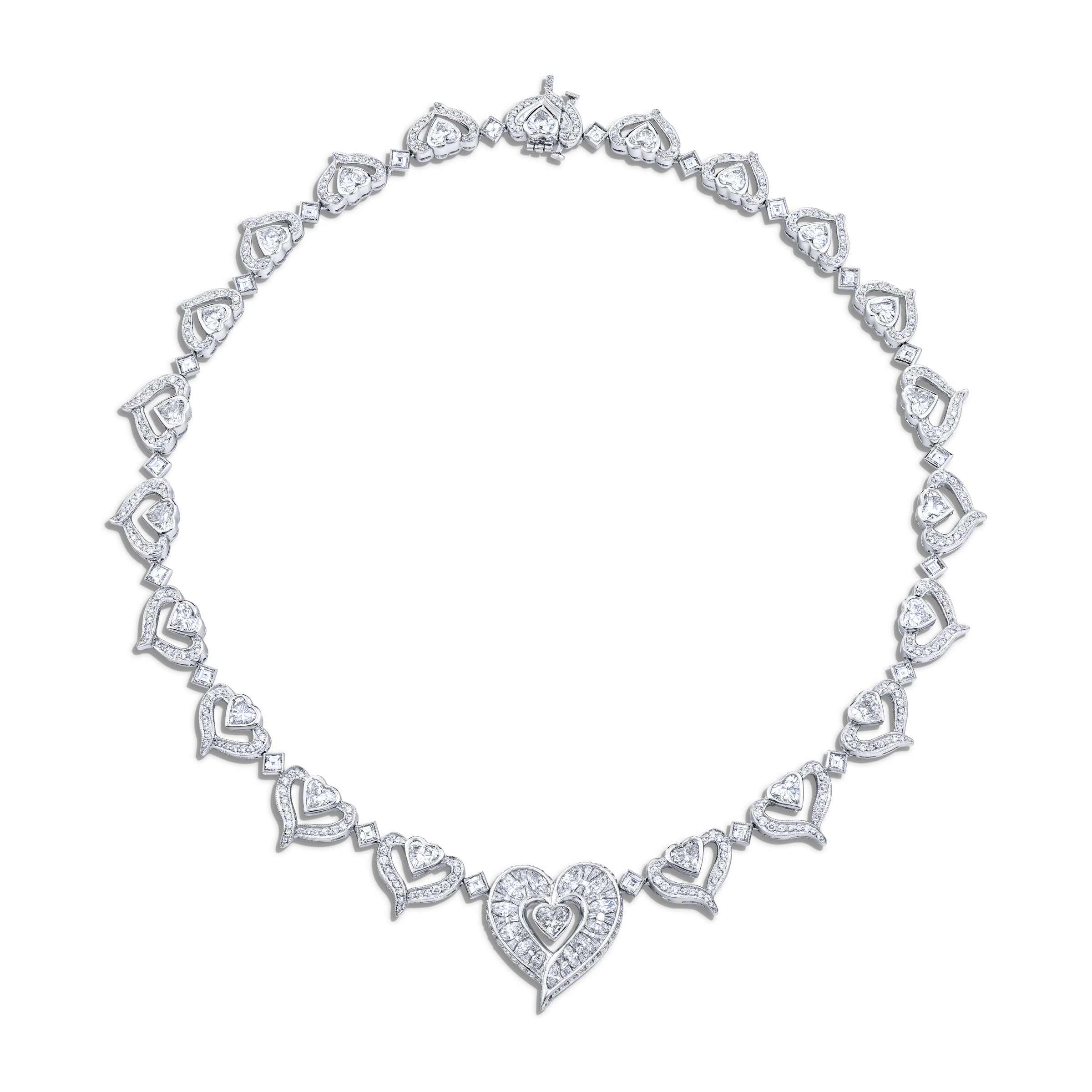 Platinum Heart-Shaped Diamond Necklace