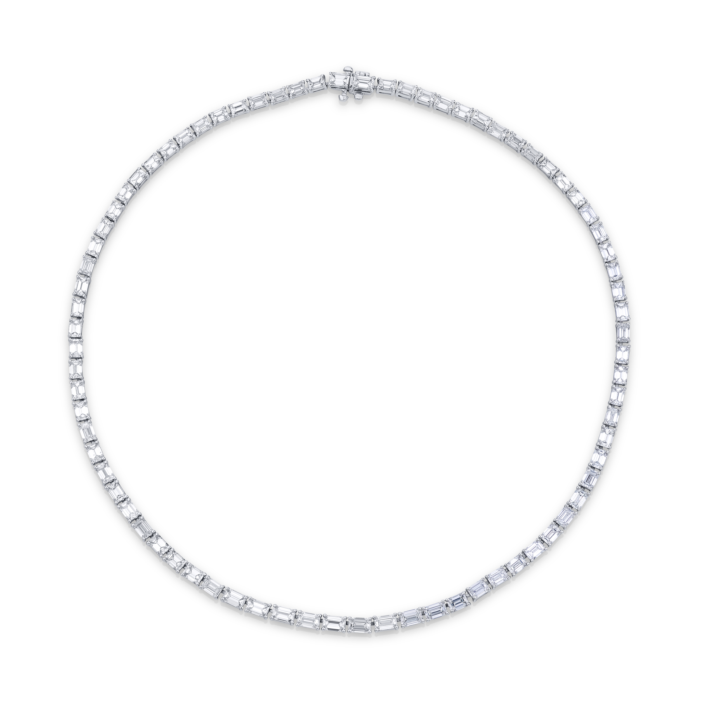 Platinum Emerald-Cut Diamond Necklace