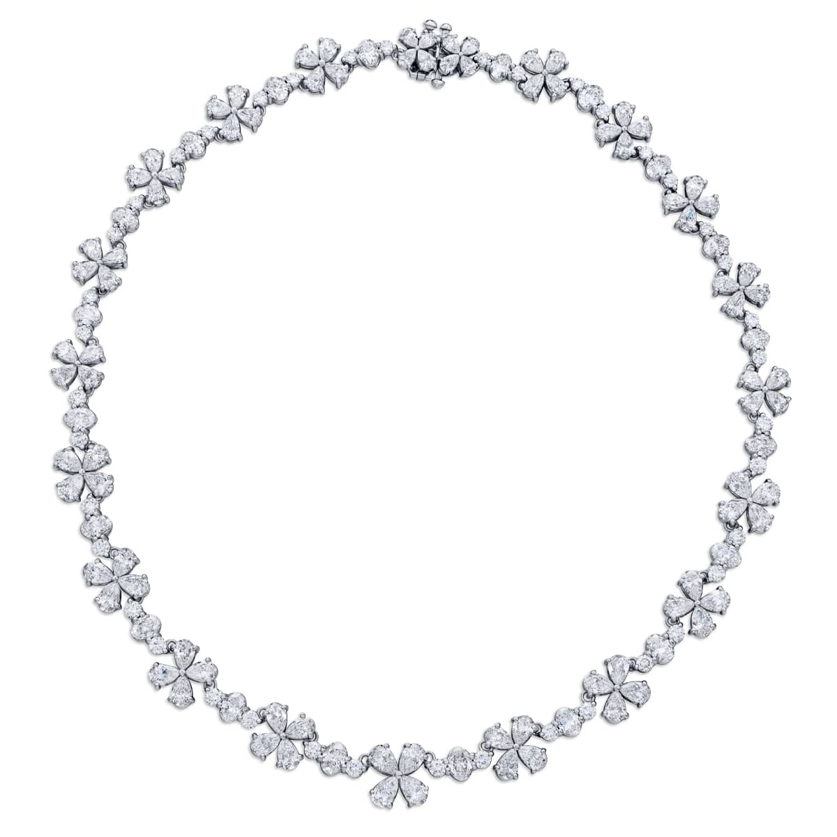 Platinum Pear-Shaped Diamond Floral Necklace