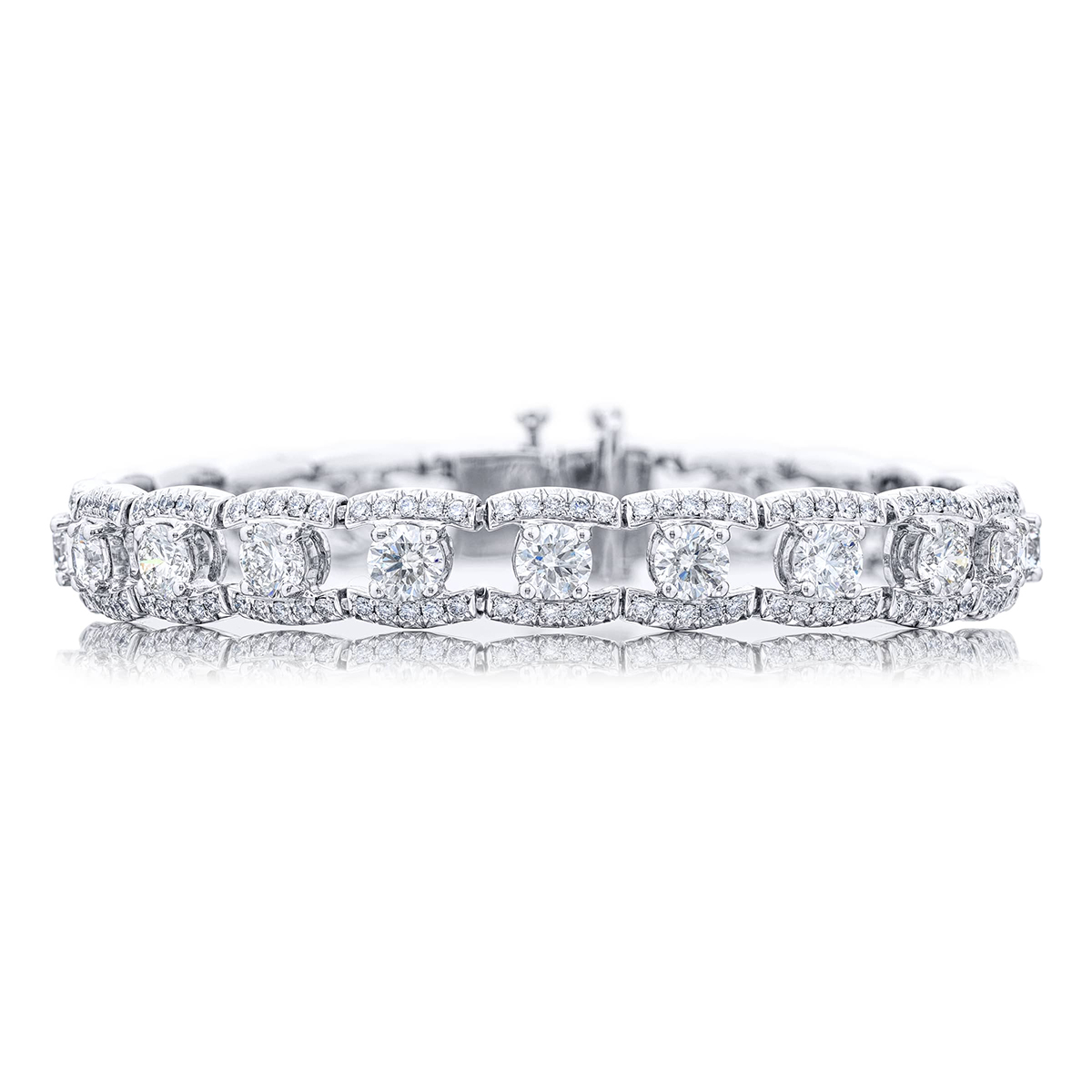 Platinum Round and Micro Pave Diamond Bracelet