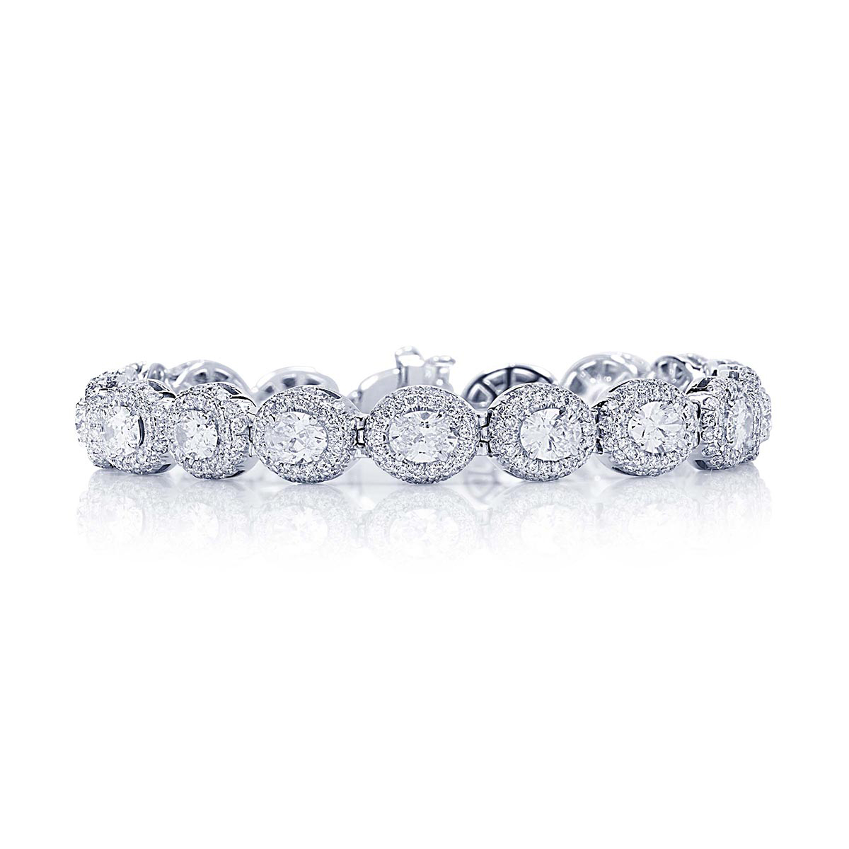 Platinum Oval Diamond Micro Pave Bracelet