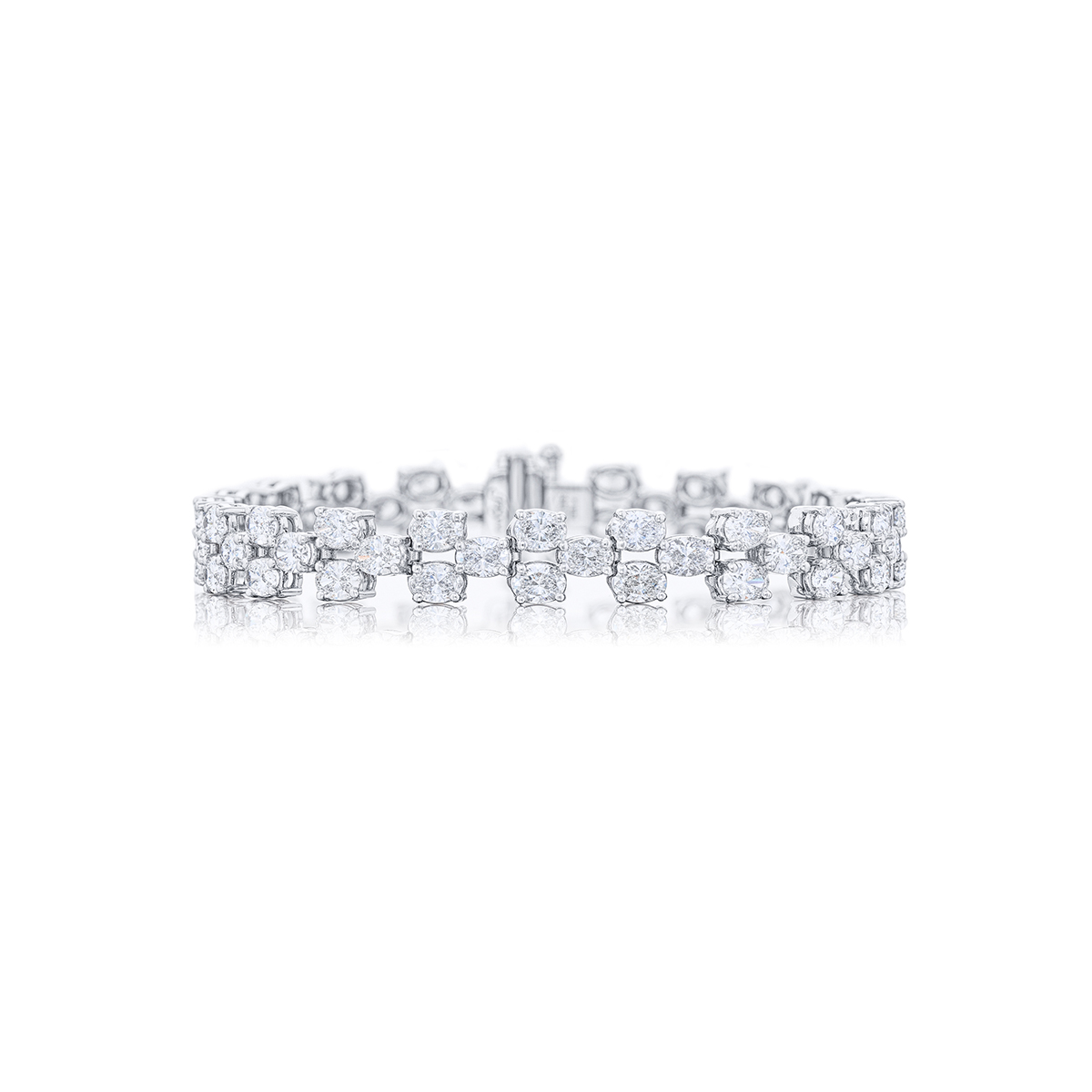 Platinum Oval Diamond Three-Row Bracelet