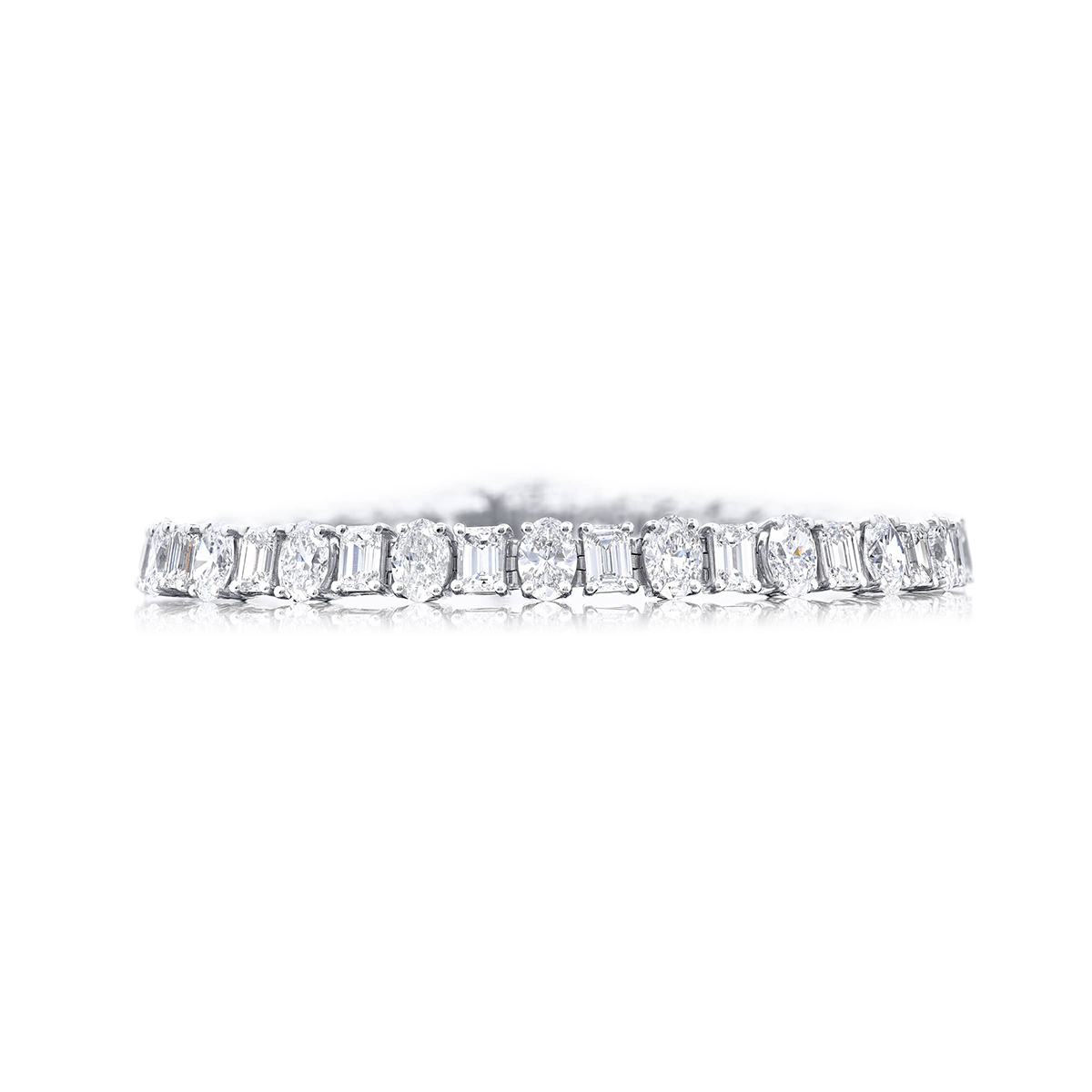 Platinum Emerald-Cut and Oval Diamond Bracelet