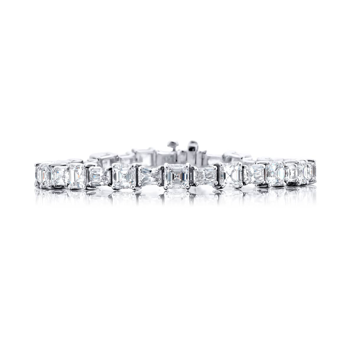 Platinum Square Emerald-Cut and Radiant-Cut Diamond Bracelet