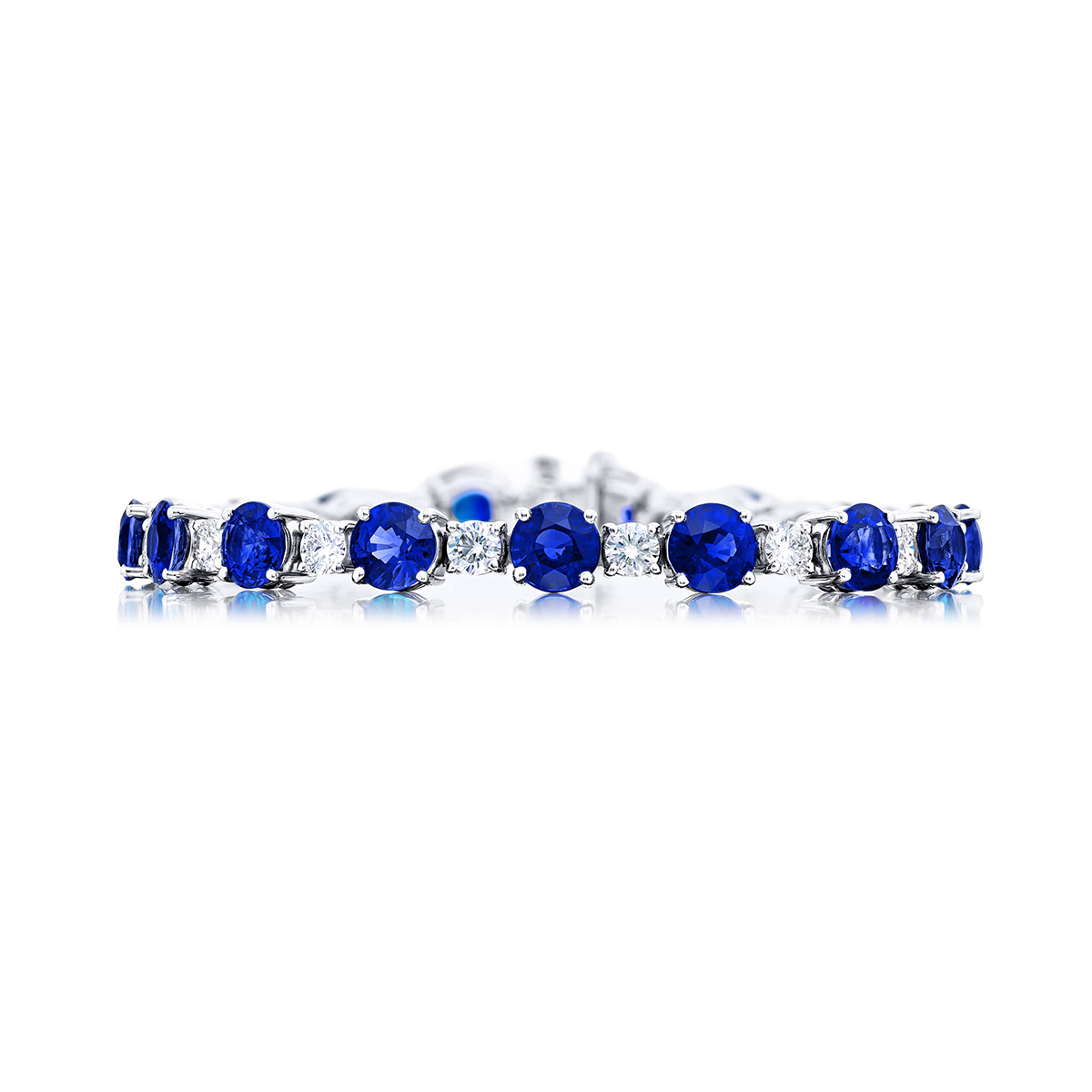 Platinum Round Sapphire and Diamond Bracelet
