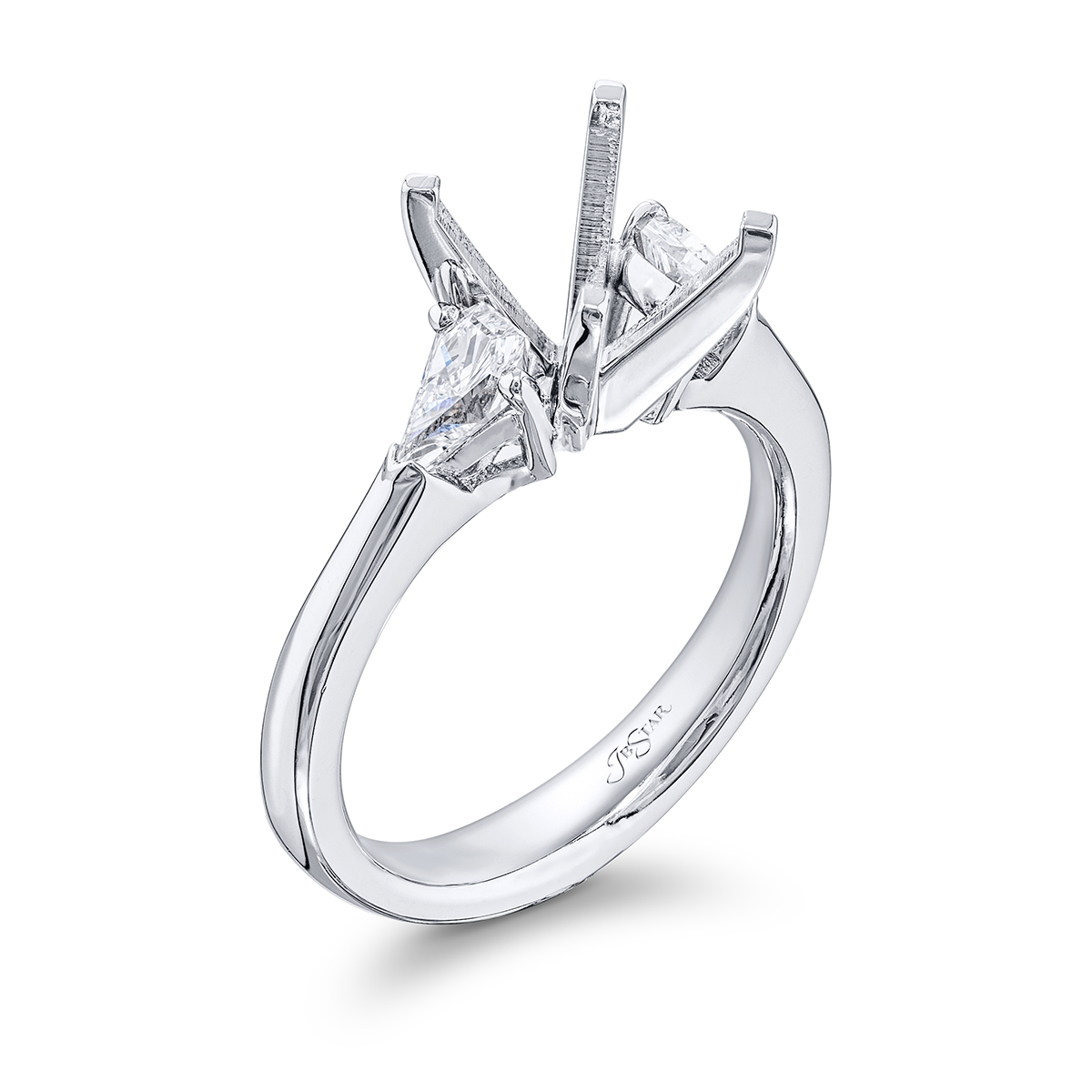 Diamond Semi Mount Ring Kite Cut Shared Prong Setting