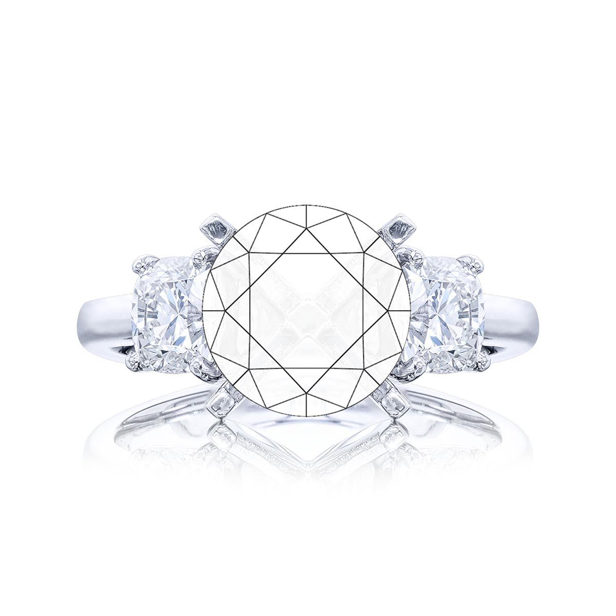 Diamond Semi Mount 1.00 ctw. Cushion Cut Shared Prong
